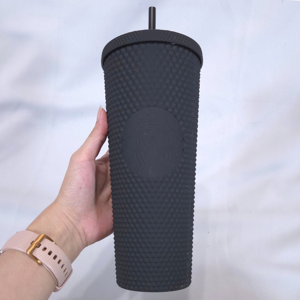 Starbucks Matte Studded Tumbler 24oz Venti Cold Cup Black w/ Straw New